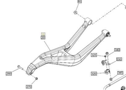 Can-Am OEM Maverick R LH Upper A-Arm, Deep Black - 715010162
