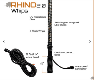 Rhino LED light kit from dirt monkey item close up showing all components and details 