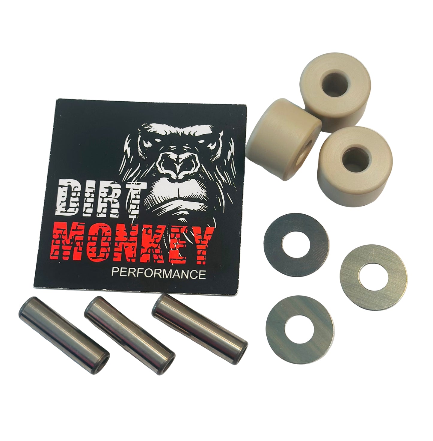 close-up of CAN-AM X3 secondary clutch rollers full assembly kit with washers and pins, featuring three durable rollers designed to reduce friction and enhance the performance of the clutch system. The rollers are precision-engineered for off-road utv sxs vehicles, ensuring smoothe engagement and improved transmission efficiency. 
