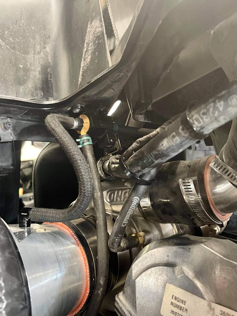 Close-up of Dirt Monkey Can Am X3 performance air filter kit featuring a high-flow air filter designed for enhanced engine performance. Kit includes durable components for optimal filtration and improved airflow, boosting vehicle power and efficiency. 